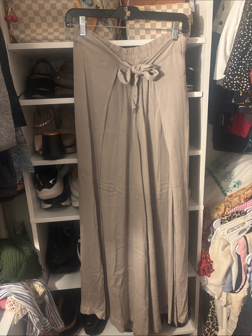 Cleobella Taupe Tie-Front Maxi Skirt
